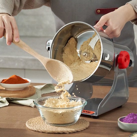 draagbare graanmolen 700g Grinder 2500W multifunctionele keukenmolen roestvrijstalen molen poedermachine timing droge molen — afbeelding 3