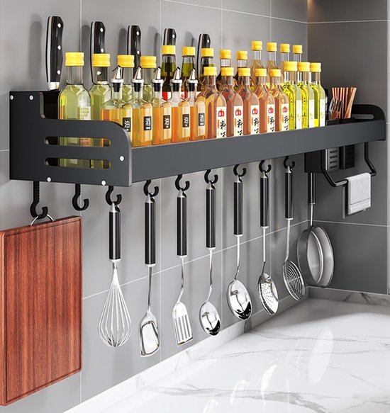 WEMUR Europese rek keuken goud opbergrek mes rack hangende pot kruidenrek multifunctionele wand hangen van gaten 126 * 50,5 cm