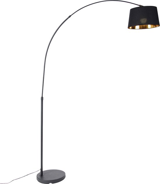 QAZQA arc-basic - Lampadaire Smart LED moderne | Lampadaire avec WiFi - 1 lumière - H 176 cm - Zwart - Salon | Chambre à coucher