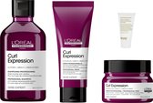 L’Oréal Professionnel Curl Expression Cleansing Jelly Shampoo - Masker - Long Lasting Intensive Leave-In Moisturizer + WILLEKEURIG Travel Size