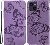 Coverup Vlinders Book Case - Geschikt voor iPhone 15 Hoesje - Paars