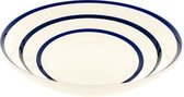 Saladier - Assiette à pâtes - Saladier - Rayé Blauw/blanc - Peint à la main - 1 pièce