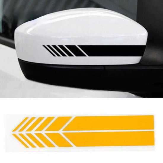 Auto Spiegelkap Stickers Geel - Set van 2 - Spiegelkappen Striping Wrap ...