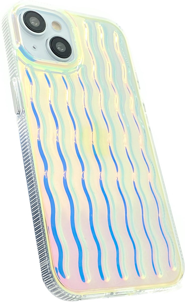 REBUS - Hoesje voor iPhone 13 / 14 (6,1 inch), Season Vibes [polycarbonaat], glinsterend kuikenontwerp met golven, schokbestendige hoes. (Winter)