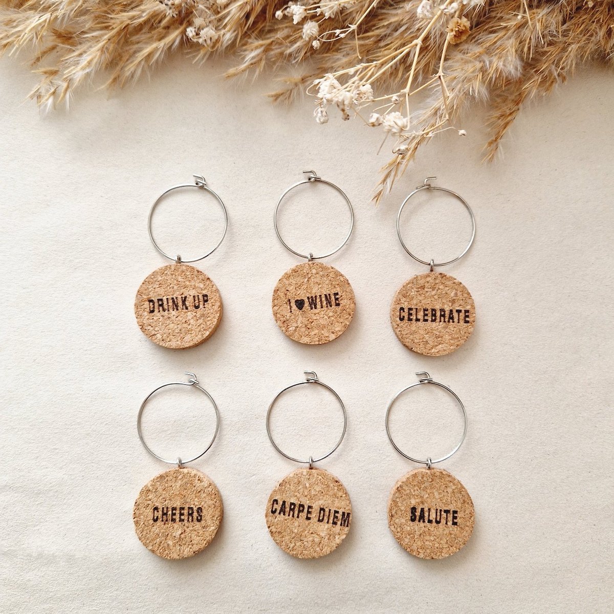 Herken je wijnglas - Glasmarker - Wine cork - wijnglasringen - zilver