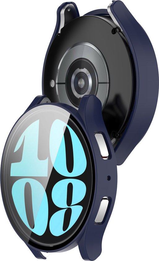 YONO Bumper geschikt voor Samsung Galaxy Watch 6 - 44mm - Screen Protector Hoesje - Full Cover Case - Donkerblauw