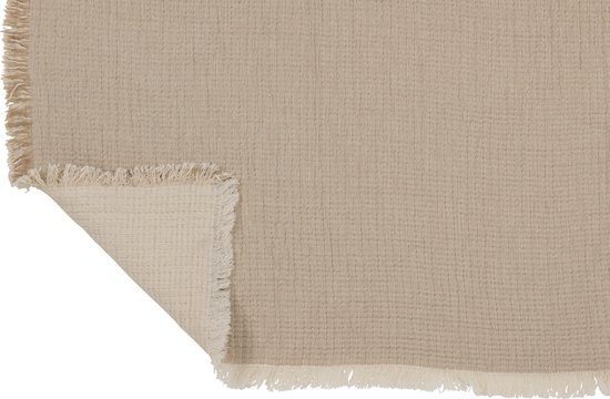 J-Line plaid Franjes Mousseline - katoen - donkerbeige - 130 x 180 cm