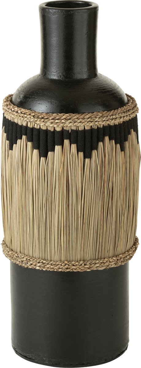 J-Line vaas motief - terracotta/gras - zwart/naturel - 75 cm hoog