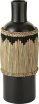 J-Line vaas motief - terracotta/gras - zwart/naturel - 75 cm hoog
