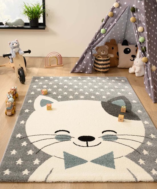 TT Home Vloerkleed voor in de kinderkamer kinderkamer moderne leermat straat /auto/huis-design in blauw, Maat:80x150 cm TT Home Vloerkleed voor in de kinderkamer kinderkamer moderne leermat straat /auto/huis-design in blauw, Maat:80x150 cm