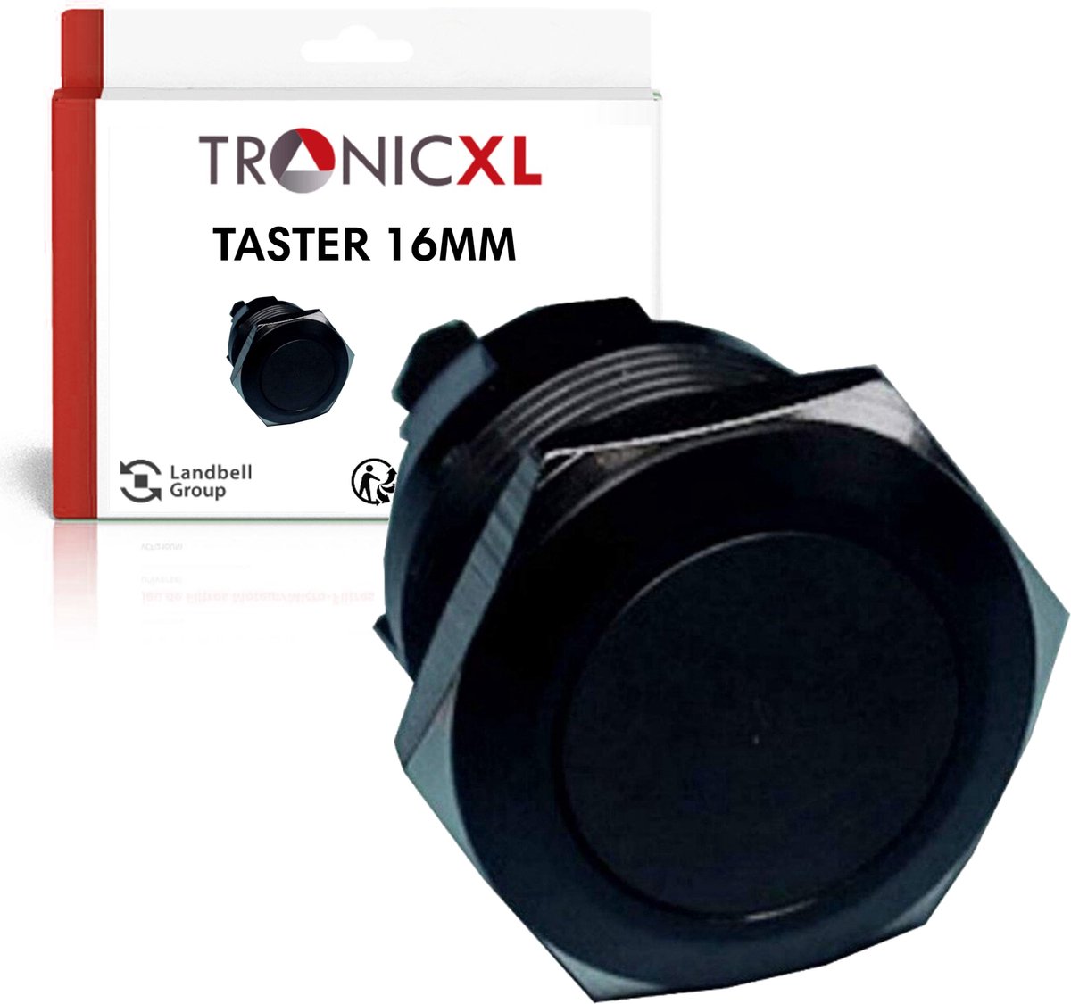 TronicXL 16 mm-IP65 zwarte knop F-drukknop, geschikt voor Car-claxon 12V 24V 48V claxon-knop toets en geschikt voor tractor Bautz Holder Fendt Eicher mc cormick Unimog Agria