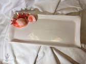 BellaCéramique 1876/C | Assiette corail | serviette moyenne rouge | Vaisselle en céramique italienne | 35x16cm