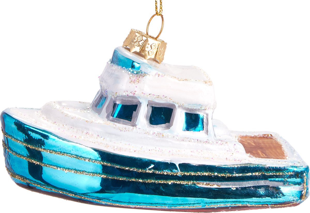BRUBAKER Boot - Handgeschilderde Glazen Kerstbal - Handgeblazen Kerstversiering - Grappige Kersthanger - Kerstboom Decoratie - 10,5 cm