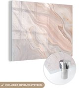 MuchoWow® Glasschilderij 160x120 cm - Schilderij acrylglas - Marmer - Patroon - Pastel - Abstract - Marmerlook - Luxe - Foto op glas - Schilderijen