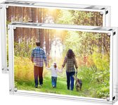 Fotolijst, 10 x 15 cm, set van 2, acryl magnetische fotolijst, dubbelzijdig frameloos frame, helder, voor desktop