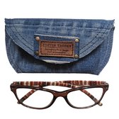 Étui à lunettes fait main Jeans - taille M - 17bx8hx3d - Fermeture magnétique - Étui à lunettes - Sac à lunettes - Denim - Cool