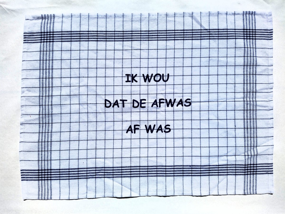 Theedoek "IK WOU DAT DE AFWAS AF WAS"- Set van 2 stuks - 100% katoen - 69x50cm