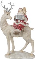 Clayre & Eef Beeld Kerstman 31 cm Rood Wit Polyresin Kerstfiguren