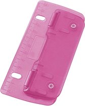 Wedo Mini-perforator, kunststof, voor 2 gaatjes met 8 cm afstand, meetlat van 12 cm met schaalverdeling, roze