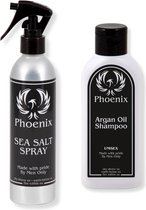 Phoenix Hair Products - Spray au sel marin 250 ml + Shampooing à l'huile d'argan 125 ml