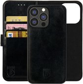 Rosso Element Uitneembaar 2-in-1 Hoesje Geschikt voor Apple iPhone 15 Pro Max | Luxe Portemonnee | Back Cover en Book Case | Pasjeshouder | Zwart