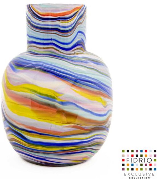 Vase Design Palermo - Fidrio CARAÏBES - vase à fleurs en verre soufflé bouche - diamètre 11 cm hauteur 30 cm