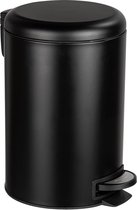 Keuken afvalemmer Leman, 12 liter, vuilnisemmer met softclose, trapfunctie, uitneembare inzet, van gelakt staal, 25 x 38 x 32 cm, mat zwart
