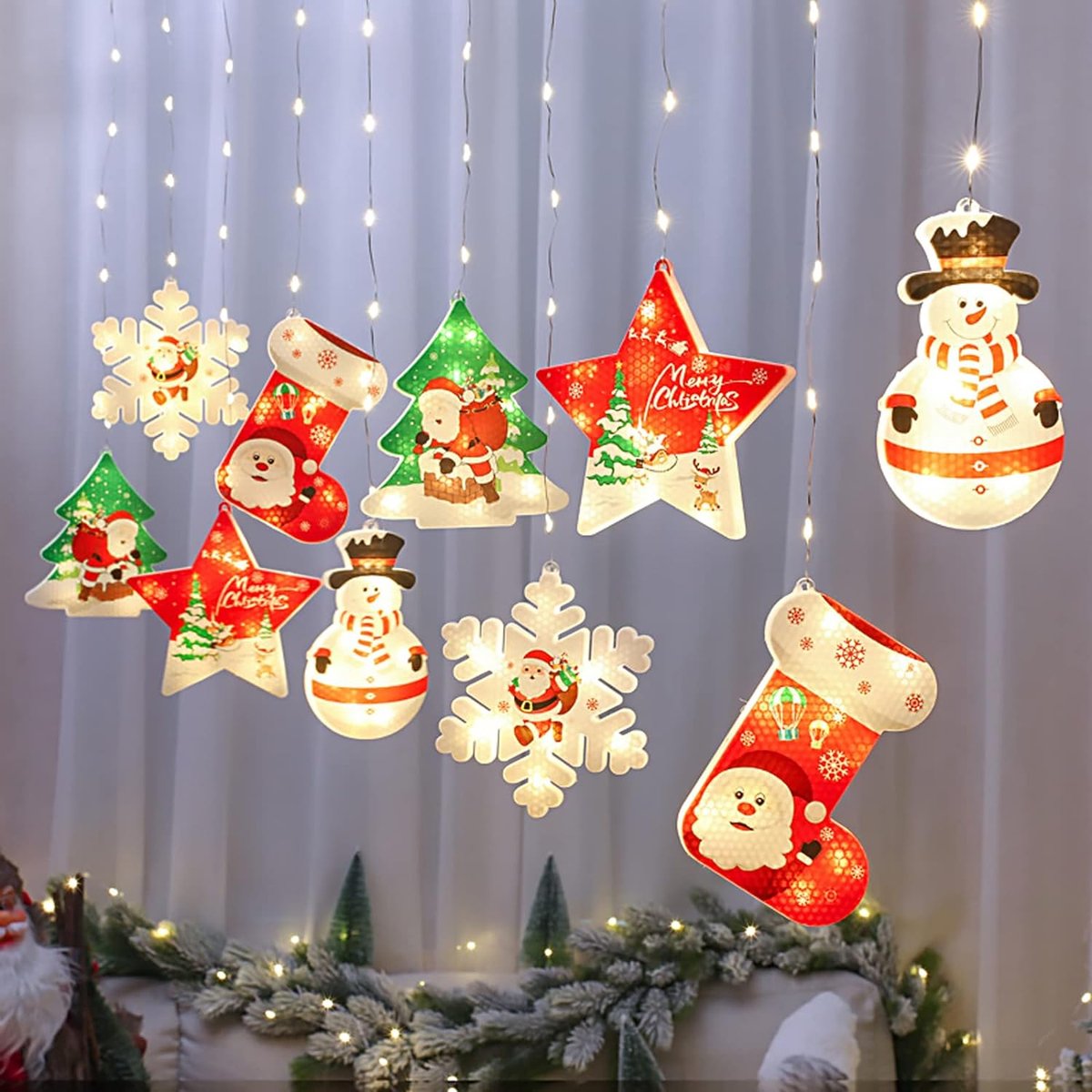 Guirlande lumineuse Chaussettes de Noël, 3 m 20 LED Guirlande