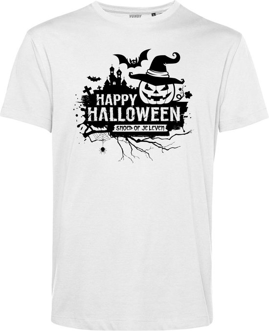 T-shirt Snoep of je leven | Halloween Kostuum Volwassenen | Halloween | Foute Party | Wit | maat L