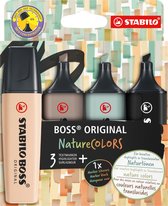 STABILO BOSS ORIGINAL - Markeerstift - Etui Met 4 Kleuren - NatureColors