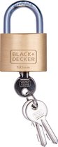 BLACK+DECKER Hangslot met Sleutel - 60mm - Incl. 3 Sleutels - Massief Messing Slot