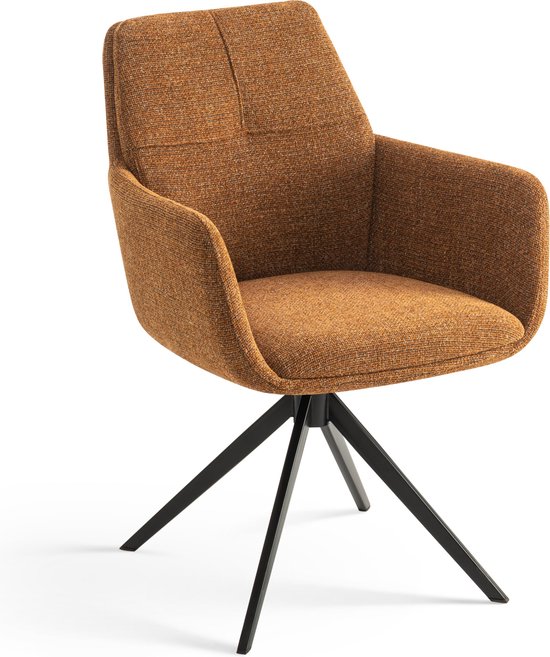 Tower Living Imola draaibare eetkamerstoel met armleuning - fabric Ascot 12 Beige Frame: black