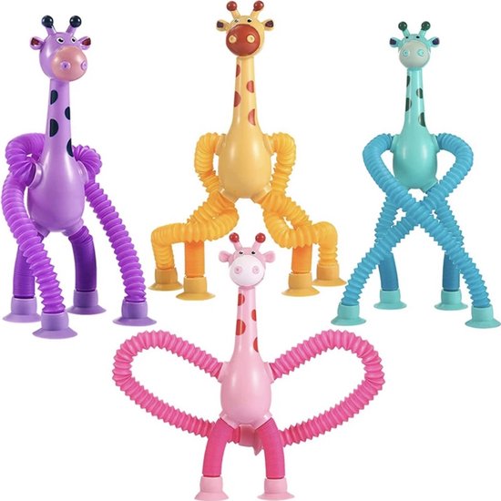 Telescopische zuignap giraffe speelgoed 4stuks