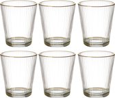 Geribbelde Drinkglas Met Gouden Randen - Ripple Glas – 30 cl– Set van 6