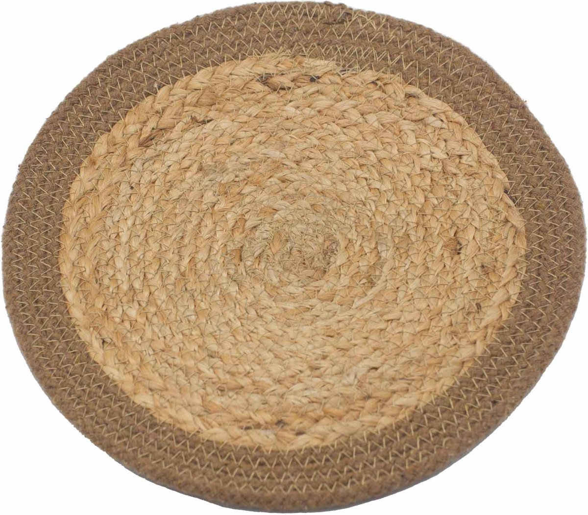 4x Natuurlijke Placemat - Jute & Katoen 30cm - Bruine Rand