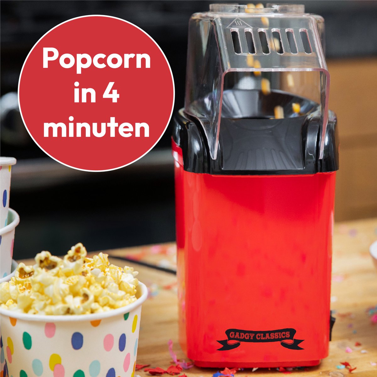 Gadgy Popcorn Machine - Hetelucht Popcornmakers - 1200 watt - 27 cm -  Popcornmaker... | bol