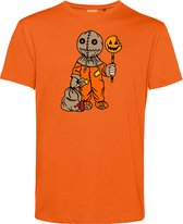 T-shirt kind Halloween Manneke | Halloween Kostuum Voor Kinderen | Halloween | Foute Party | Oranje | maat 104