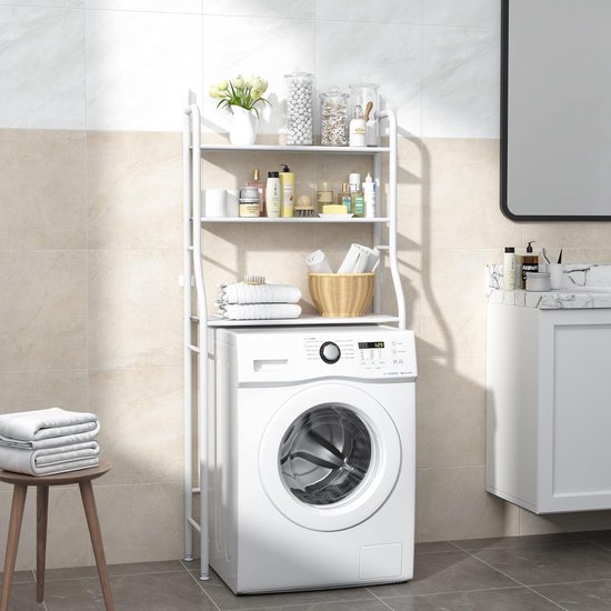 Wasmachine ombouw rek wit 157 x 68 x 26 cm - Wasmachine rek wit - Wasmachine ombouw wit - Wasmachine rek met opbergruimte wit - Wasmachine rek bovenlader wit - Wasmachine rek voorlader wit- Toilet kast - Wc meubel - Wc kast