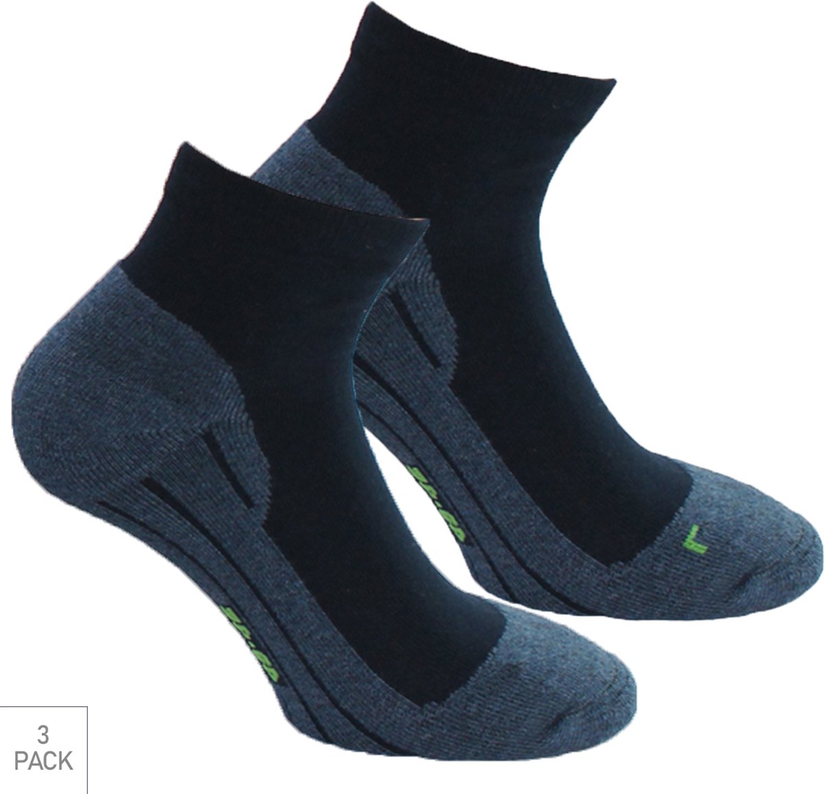 Boru Bamboo 3-Pack Quarter Wandelsokken XP Bamboe Hypoallergeen Heren Dames marine 46-47 2343 Blauw