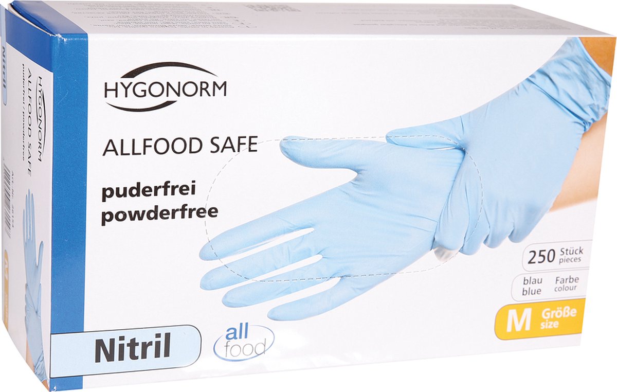 Hygonorm nitril handschoenen 250 stuks Medium Blauw