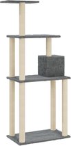 The Living Store Kattenboom - Donkergrijs - 74x35x147 cm - Met huisje - krabpalen en platformen