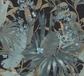 EXOTISCHE PLANTEN BEHANG | Botanisch - turquoise bruin zwart grijs - A.S. Création Desert Lodge