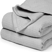 Mousseline babydeken, deken voor peuters, 120 x 120 cm, zilvergrijs