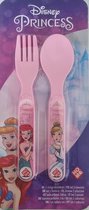 Disney Princess - 2-delig bestek van hard plastic - Roze - Lepel en Vork - kinderbestek