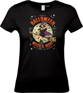 Dames T-shirt Witch Night | Halloween Kostuum Volwassenen | Halloween | Foute Party | Zwart dames | maat M