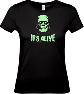 Dames T-shirt It's Alive | Halloween Kostuum Volwassenen | Horror Shirt | Gothic Shirt | Zwart dames | maat L