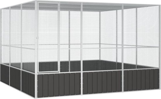 vidaXL Vogelkooi 302,5x324,5x211,5 cm gegalvaniseerd staal antraciet - Vogelkooi - Vogelkooien - Vogelhok - Volière