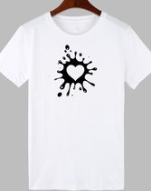 Dames T-shirt Heart Splash Print XS/S by MelDesign