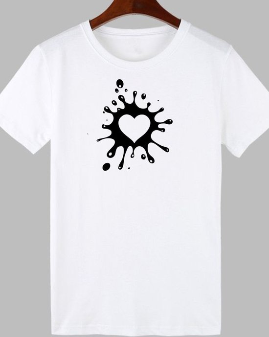 Dames T-shirt Heart Splash Print XS/S by MelDesign