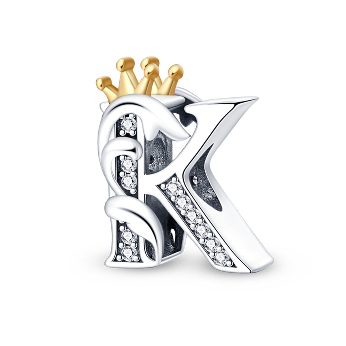 K Letter Crown Charm, Gepersonaliseerde Armband Bedels, Letterbedels voor Armband, Verjaardagscadeaus voor Haar, Keen Jewel